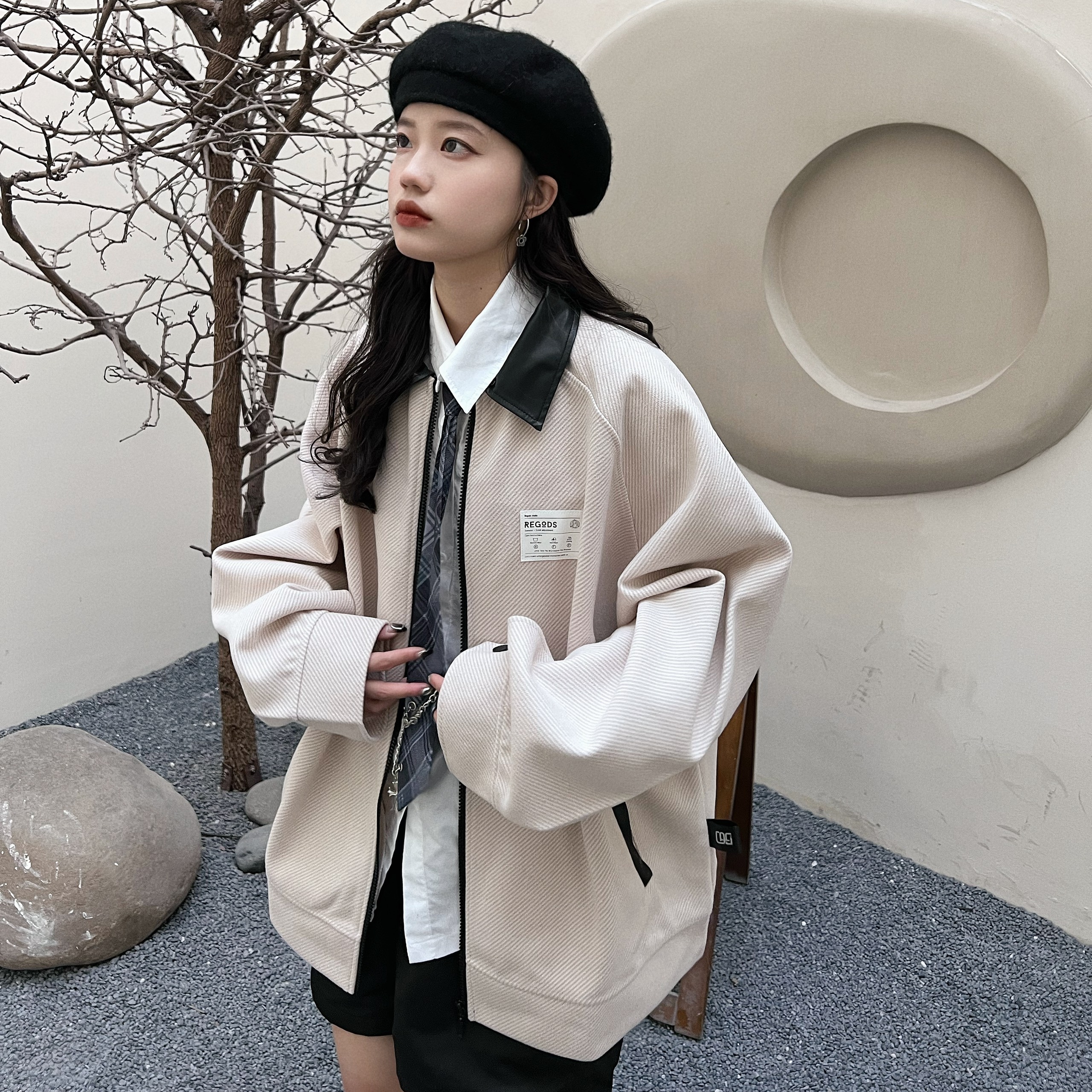 Áo Khoác Phối da R-Auth Regods Unisex form rộng ( JACKET R-AUTH )