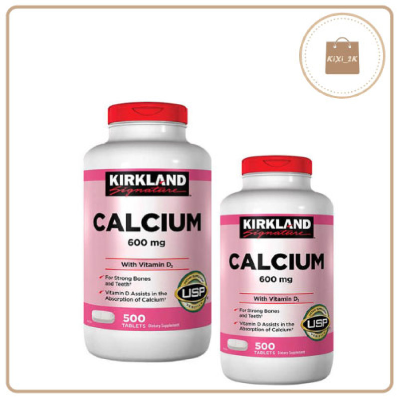 [CHÍNH HÃNHG] Viên uống Canxi Kirkland Calcium 600mg + D3 hộp 500 viên của Mỹ