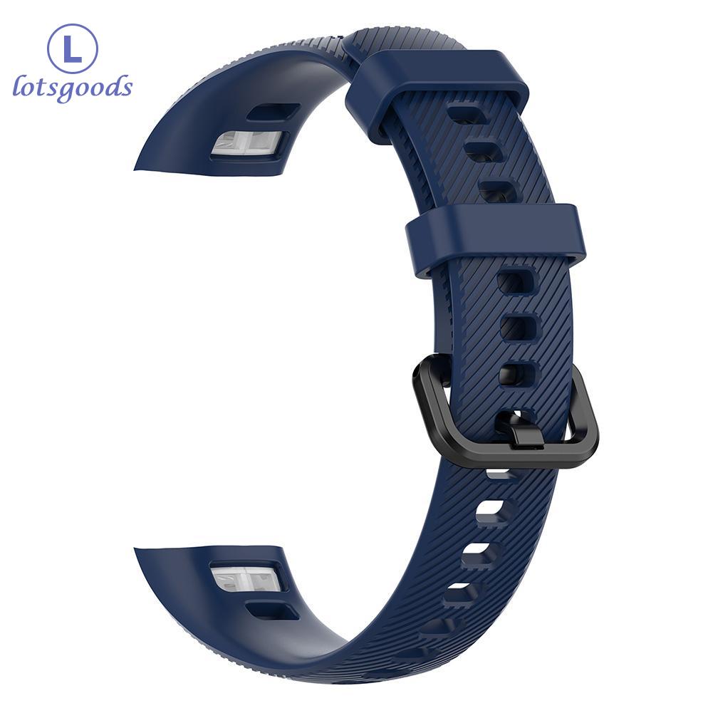 Silicone Wrist Strap Watch Band w/Steel Buckle for Huawei Honor Band 5/4