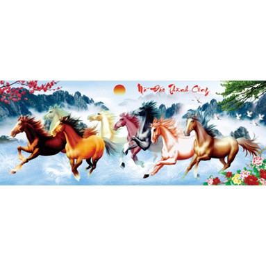 Tranh đính đá 8 con ngựa mã đáo thành công abc lv201 - chưa đính