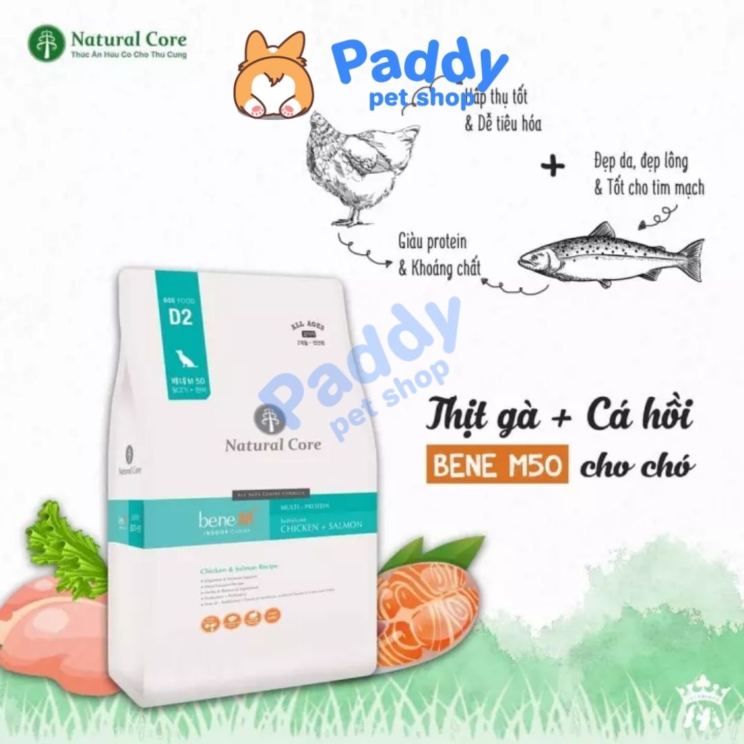 Hạt Cho Chó Mọi Lứa Tuổi Hữu Cơ Natural Core M50 Gà & Cá Hồi