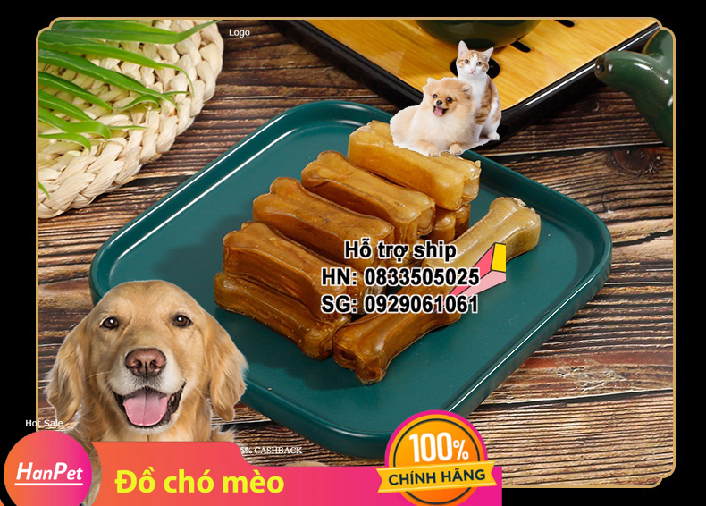 Hanpet - Xương da DOOG 3 cái-túi ( 4711587) đồ ăn vặt cho chó ngứa răng