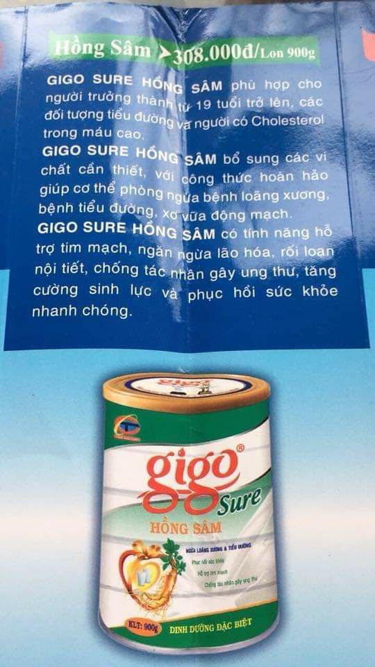 sữa gigo hồng sâm 900g