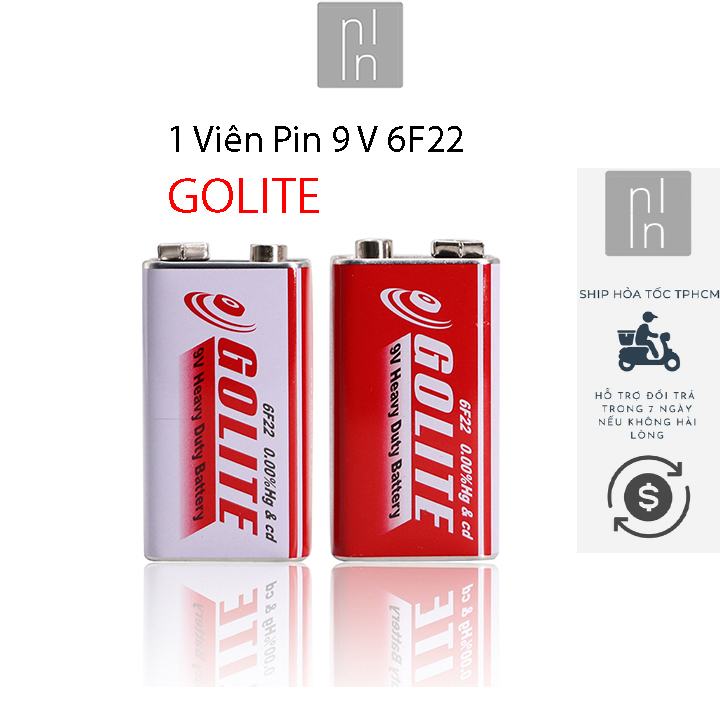 Battery 9V square 6F22 goLITE heavy duty high capacity