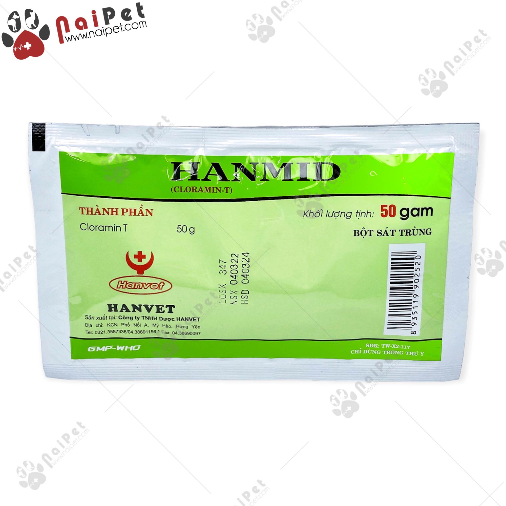 Bột Pha Sát Trùng Chuồng Trại Nhà Xưởng Hanmid Hanvet 50g