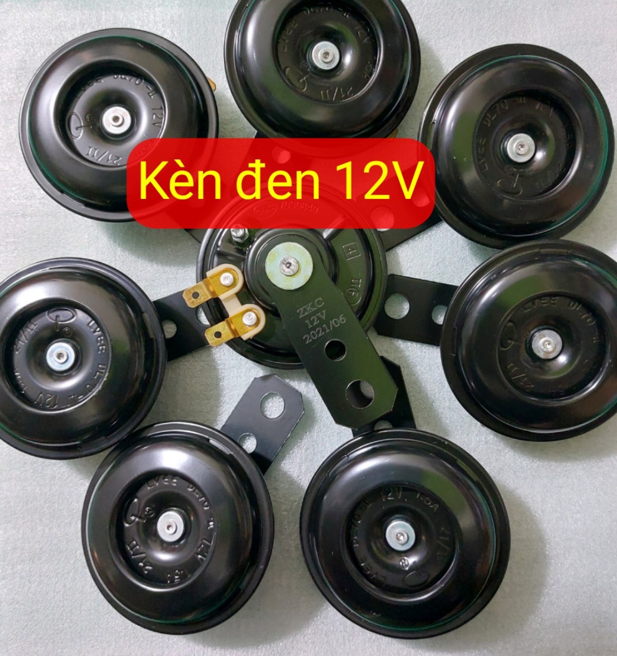 Còi sắt Kèn sắt đen lắp xe máy, xe điện 12V