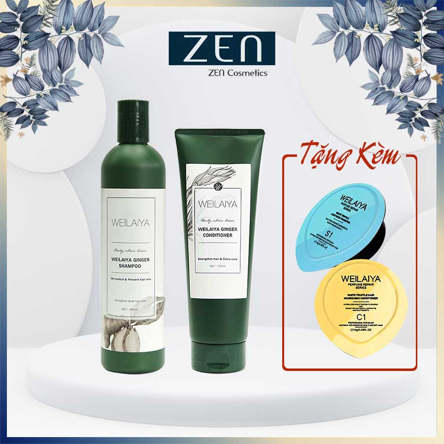 - Cặp dầu gội xả gừng trắng kích mọc tóc Weilaiya Ginger