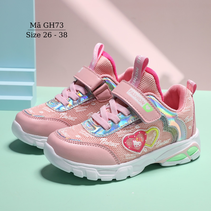 Giày thể thao cho bé gái 4 - 12 tuổi họa tiết kitty xinh xắn chất dù thoáng đế Eva siêu nhẹ GE46 - GH73