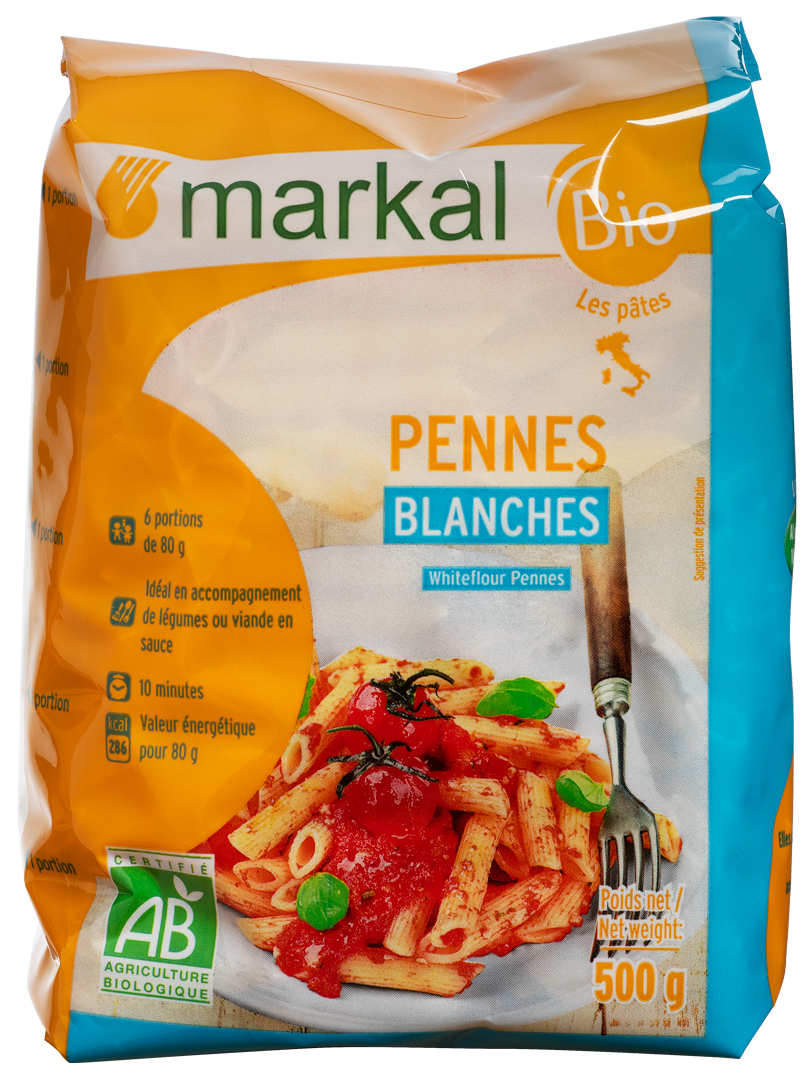Organic white flour penne 500g Markal