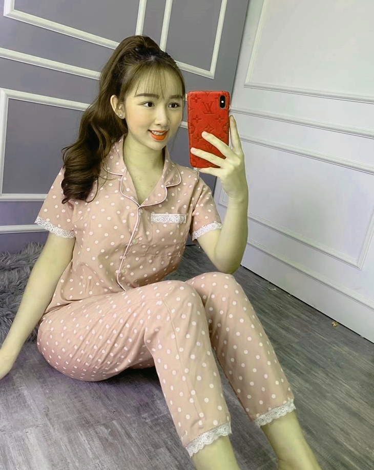 ĐỒ BỘ PIJAMA NỮ CHẤM BI ĐẸP KATE LỤA MỀM MỊN THOÁNG MÁT