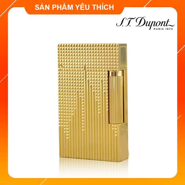 Bật lửa gas đá Dupont Vàng Kẻ Sóng D12V Dùng Gas (KHÔNG CHỨA XĂNG GAS)
