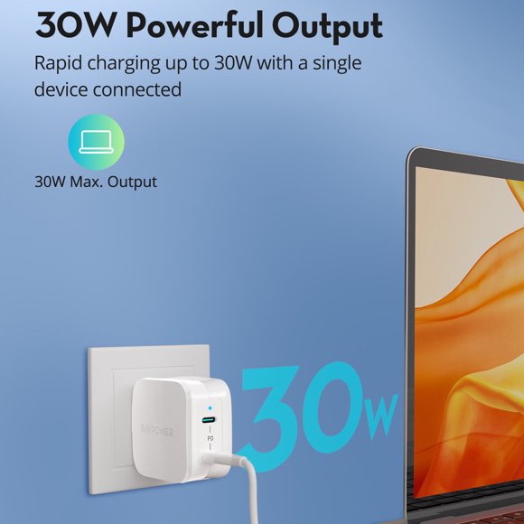 (Giao Hỏa Tốc) Củ sạc nhanh 2 cổng Ravpower 40W, cổng USB-C 20W RP-PC152(Bảo hành 12 tháng-Cam kết chính hãng).