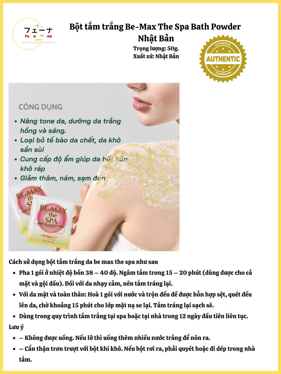 Bột tắm trắng Nhật Bản Be-Max chuẩn SPA