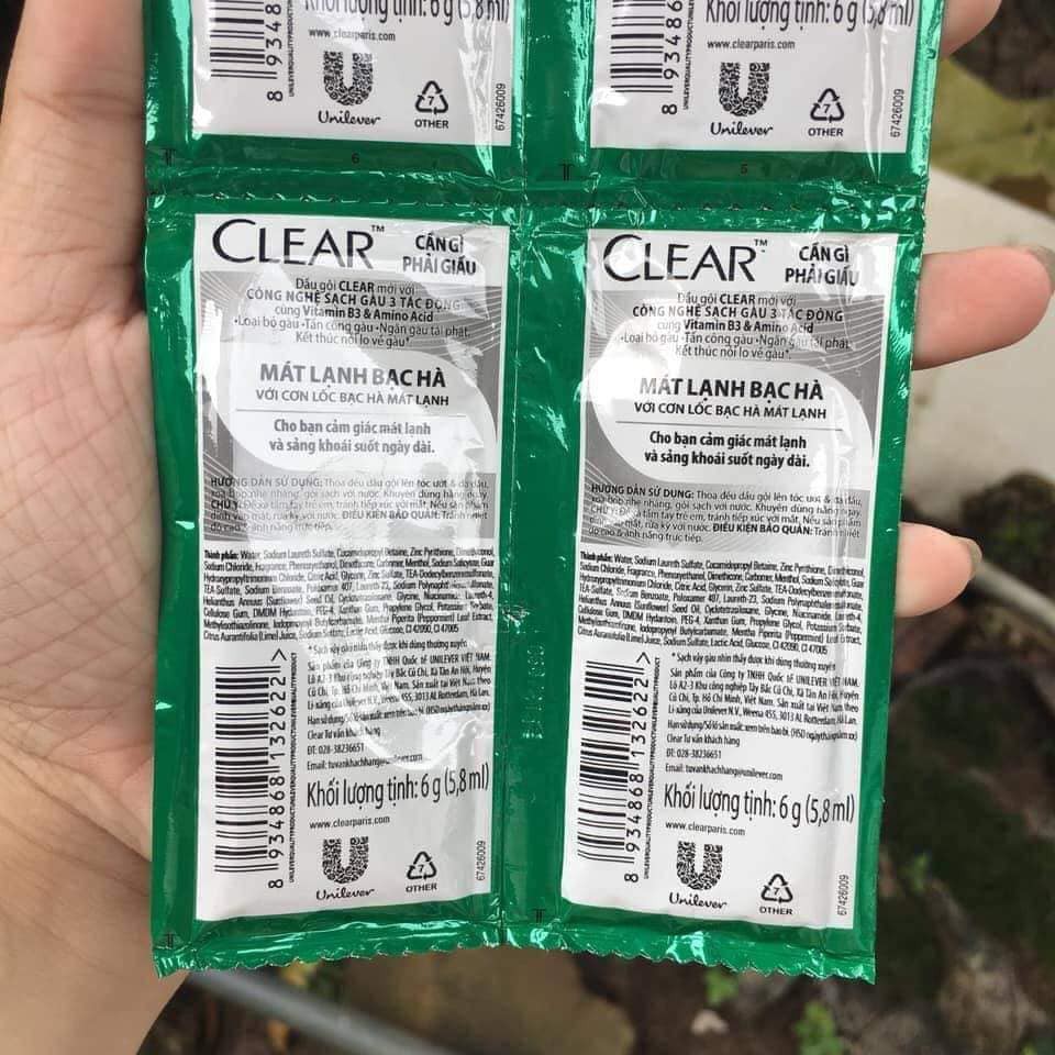 Dây 12 Gói Dầu Gội Clear Mát Lạnh Bạc Hà