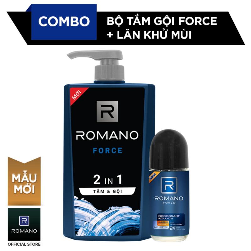 Combo Lăn khử mùi Romano Force Dầu gội toàn thân 2 trong 1 và Lăn khử mùi 50ml cao cấp