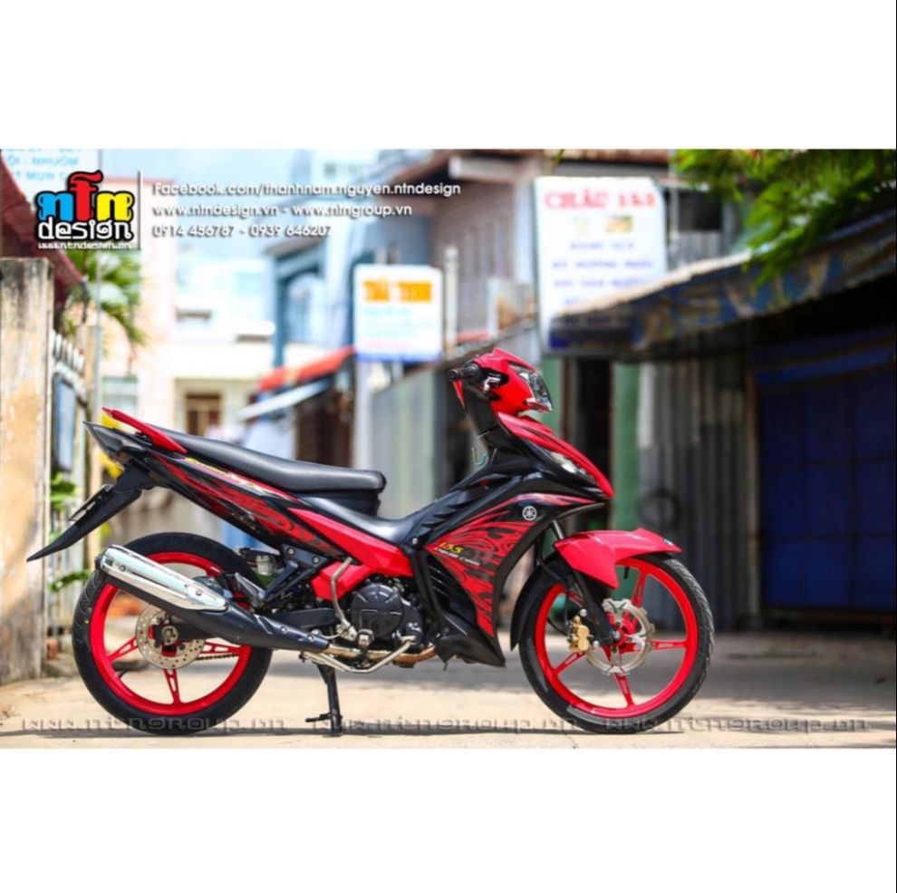 Tem Rời Dán Xe Exciter 135 Mẫu MX Hoa Văn Đỏ Đen