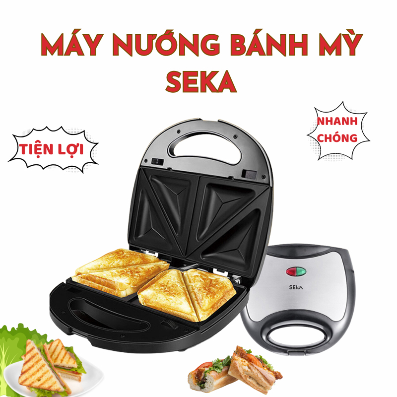 Máy làm bánh mỳ hotdog, máy nướng bánh mỳ sandwich seka sk550, máy kẹp nướng bánh mỳ hotdog nóng nhanh chín đều, chống dính tốt.