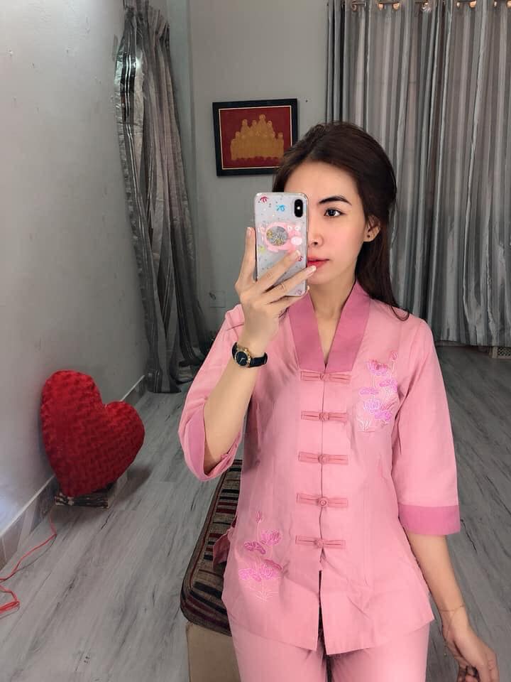 Đồ lam đi chùa Mẫu Kate cổ viền K12