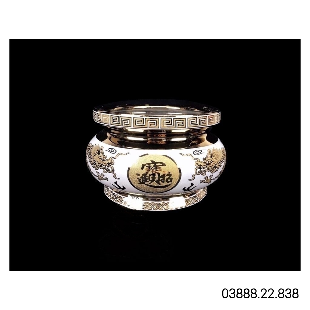 Lư hương thờ cúng 3D rồng trắng Lư 5in
