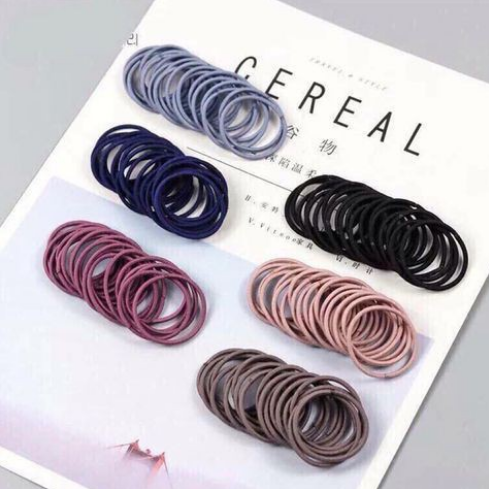 [HCM]Bộ Dây Thun Cột Tóc Trơn (Mua 100 Sợi Có Túi Zip)