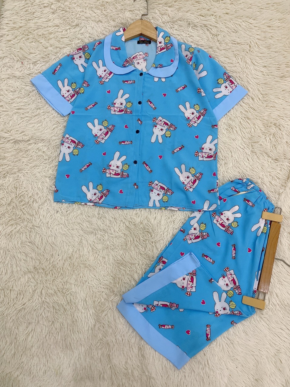 Đồ Bộ Pijama lửng Có Túi Bộ Lửng Vải Lụa Hàn Dưới 60kg Giao Đúng Mẫu (LHLP)
