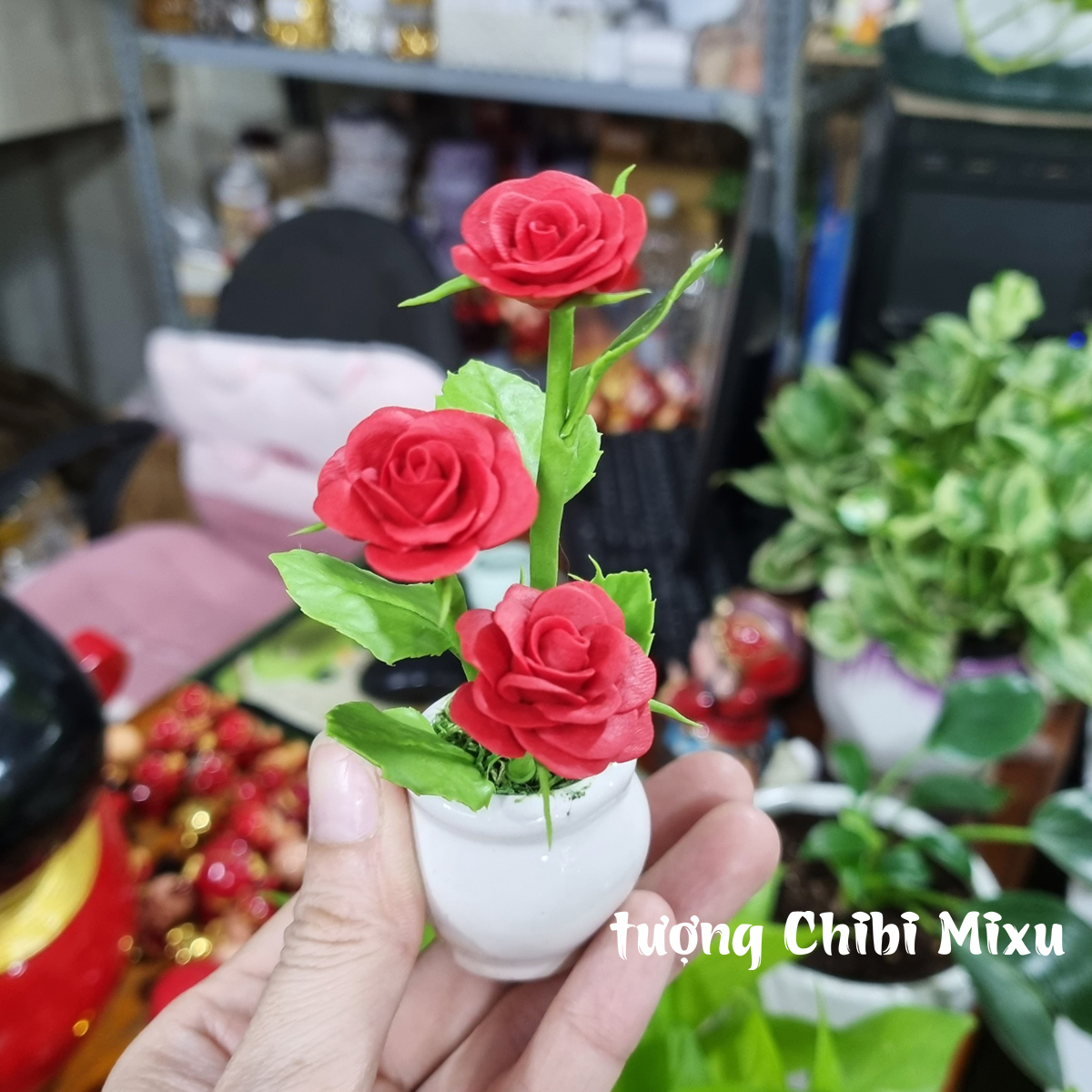 Họa Tiết Hoa Hồng Nổi Bật - Đất Sét Nghệ Thuật Nhật Bản Đỏ/Hồng/Hoa Trang Trí Đĩa Tạo Trang Trí