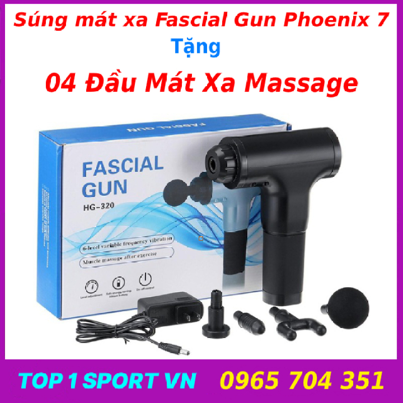 Máy mát xa massage đa năng cầm tay cao cấp thế hệ 4.0 Fascial Gun Phoenix - Tặng kèm 4 đầu mát xa và bảo hành 12 tháng