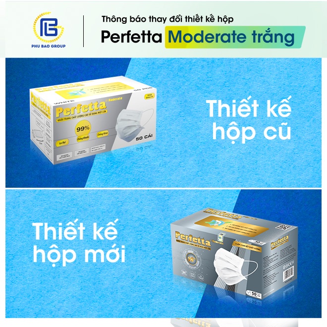 Khẩu trang 3 lớp Perfetta Moderate Trắng (50 Cái/ Hộp)
