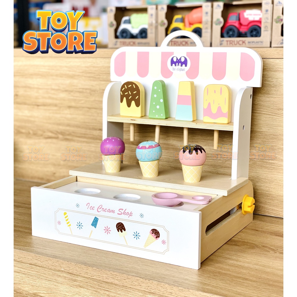 Bộ đồ chơi quầy bán kem gỗ gấp gọn toystore FUDAER