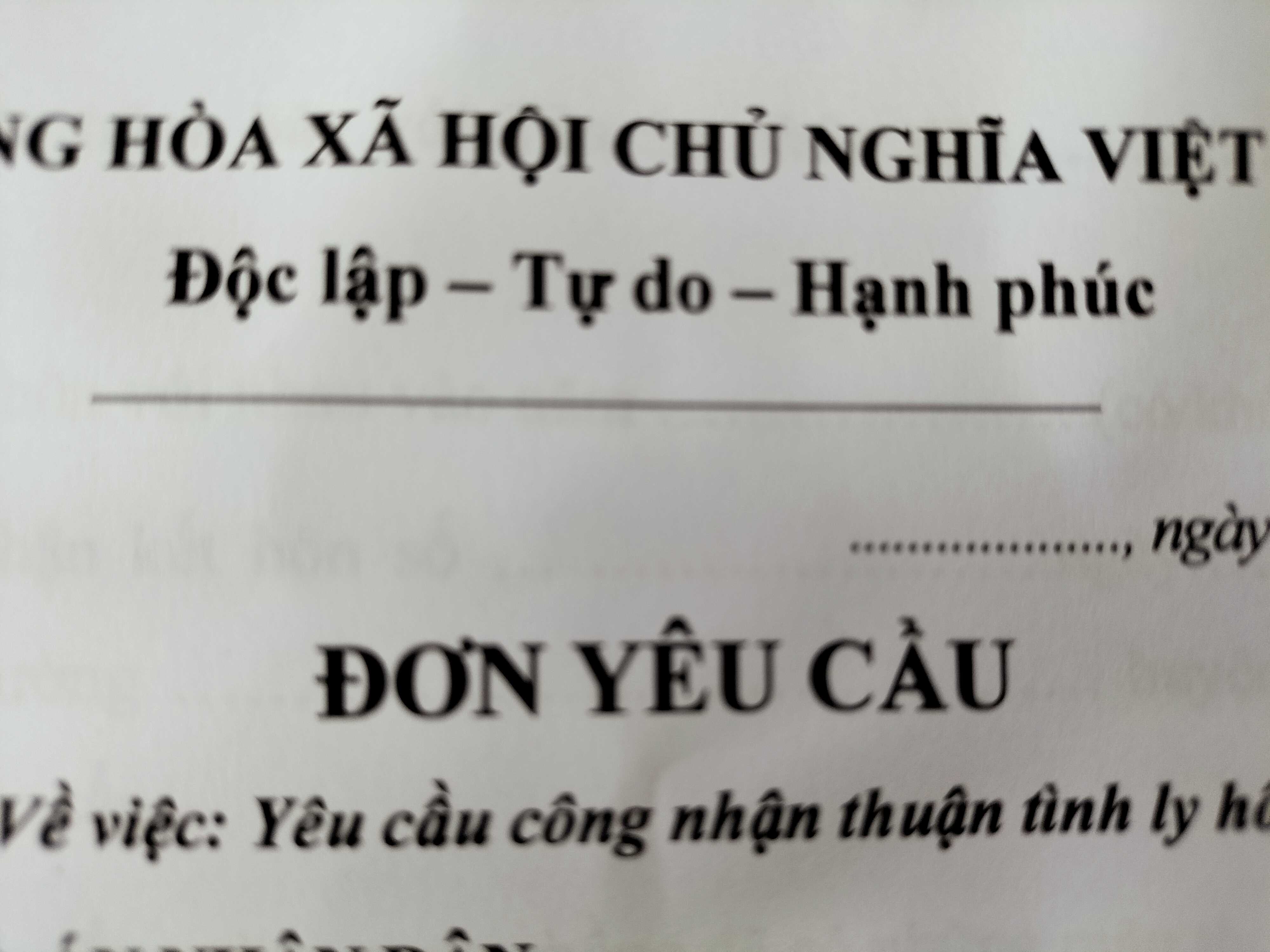 ĐƠN THUẬN TÌNH LY HÔN