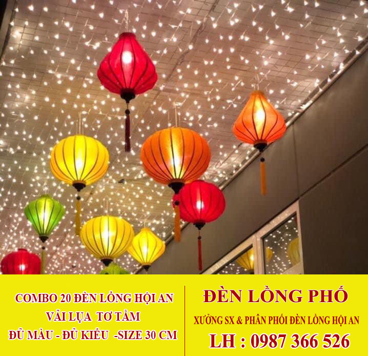 COMBO 20 đèn lồng Hội An vải lụa size 30 cm