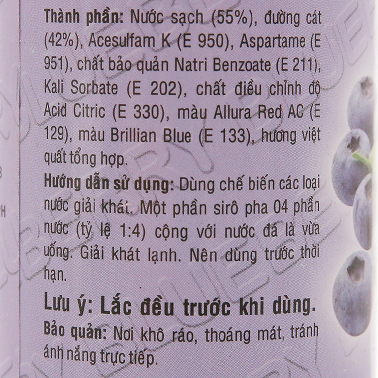 Siro Trinh việt quất 600ml