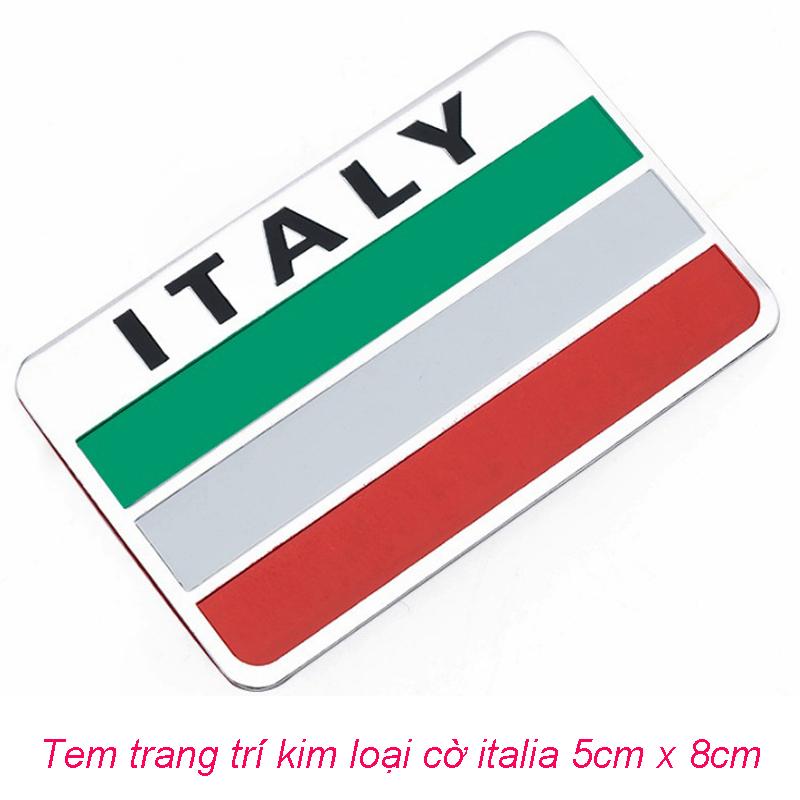 Combo 2 chiếc Tem kim loại cờ nước Ý trang trí trên ô tô xe máy,cờ Italia