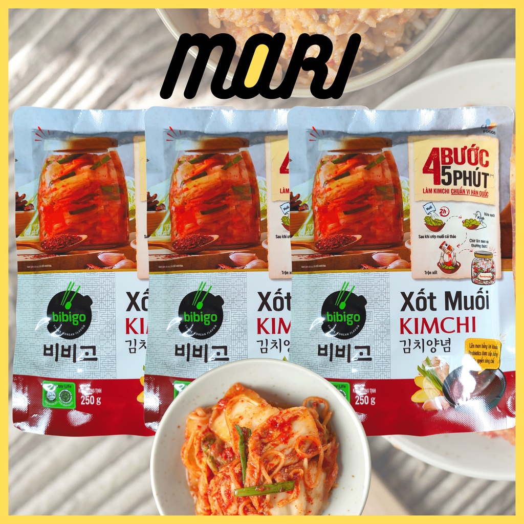 Combo 3 gói sốt làm kim chi chuẩn vị hàn quốc bibigo - sốt muối kim chi hàn quốc o'food - gia vị muối kim chi