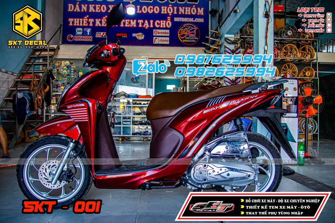 tem rời xe vision 2021 đỏ trắng đen amg