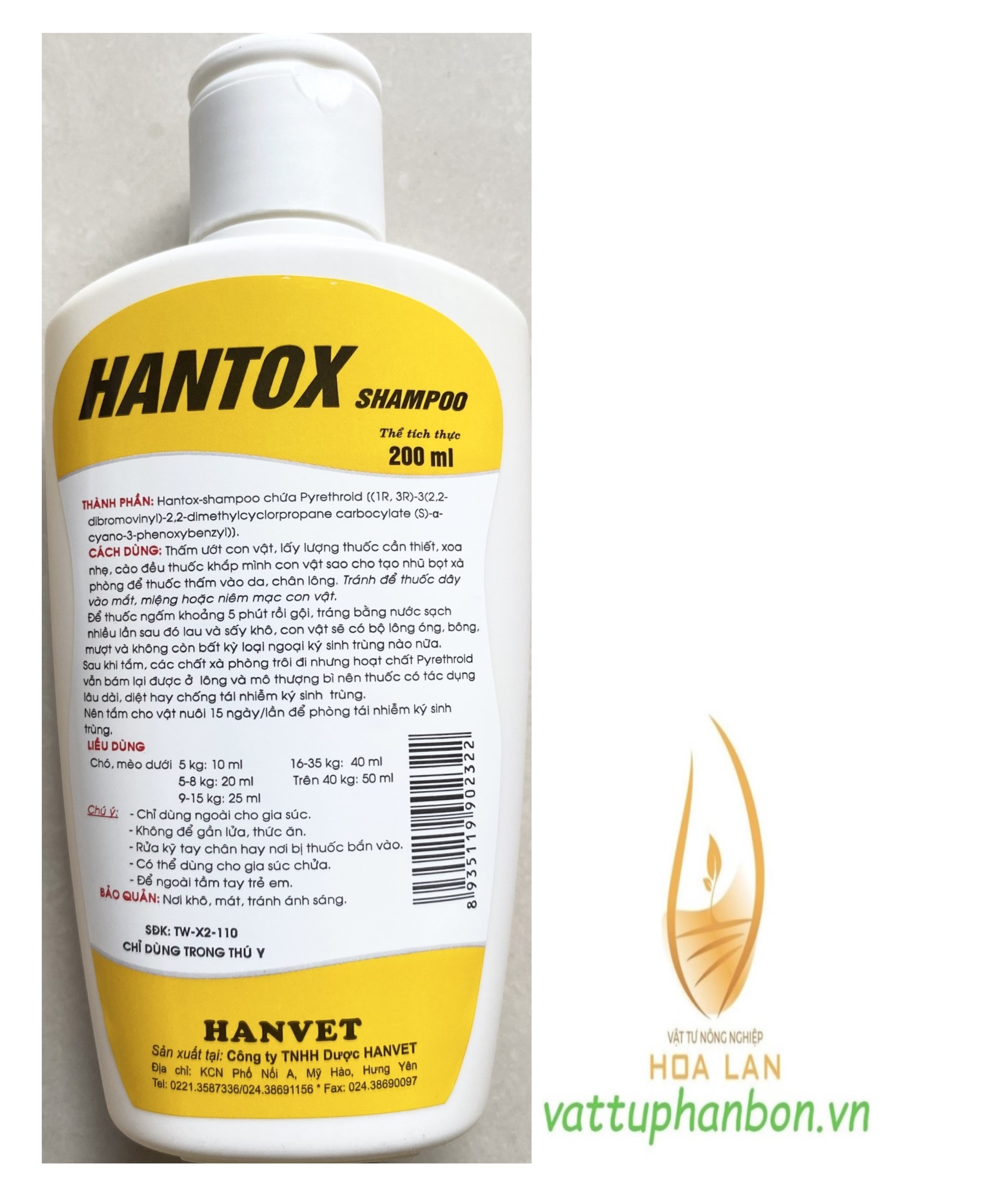 Hantox Shampoo - Dầu tắm Chó, Mèo - #065B# 200ml