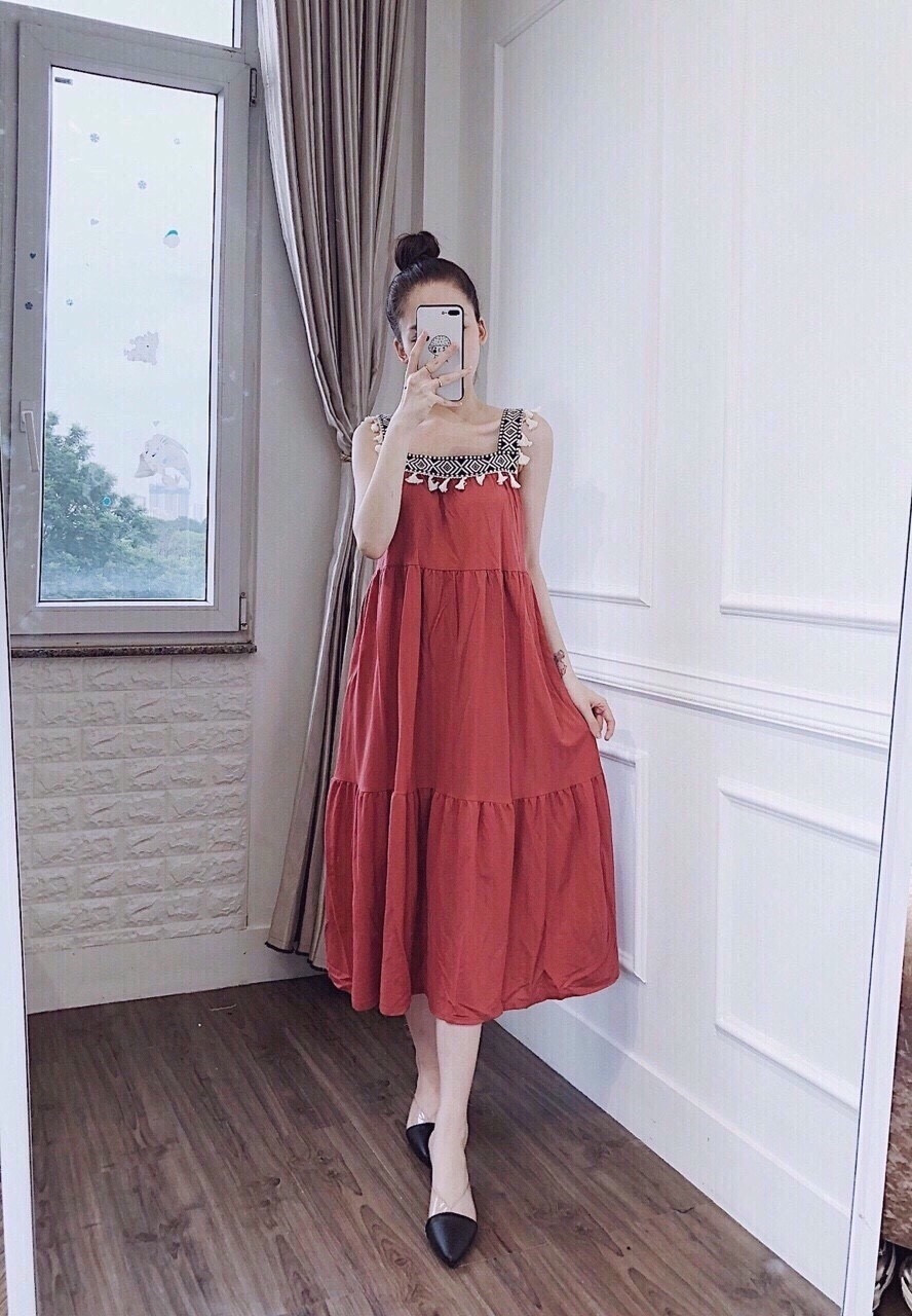 váy bầu, đầm bầu, đầm suông chữ A chất cottong mềm mát mặc được cả bầu và thời trang