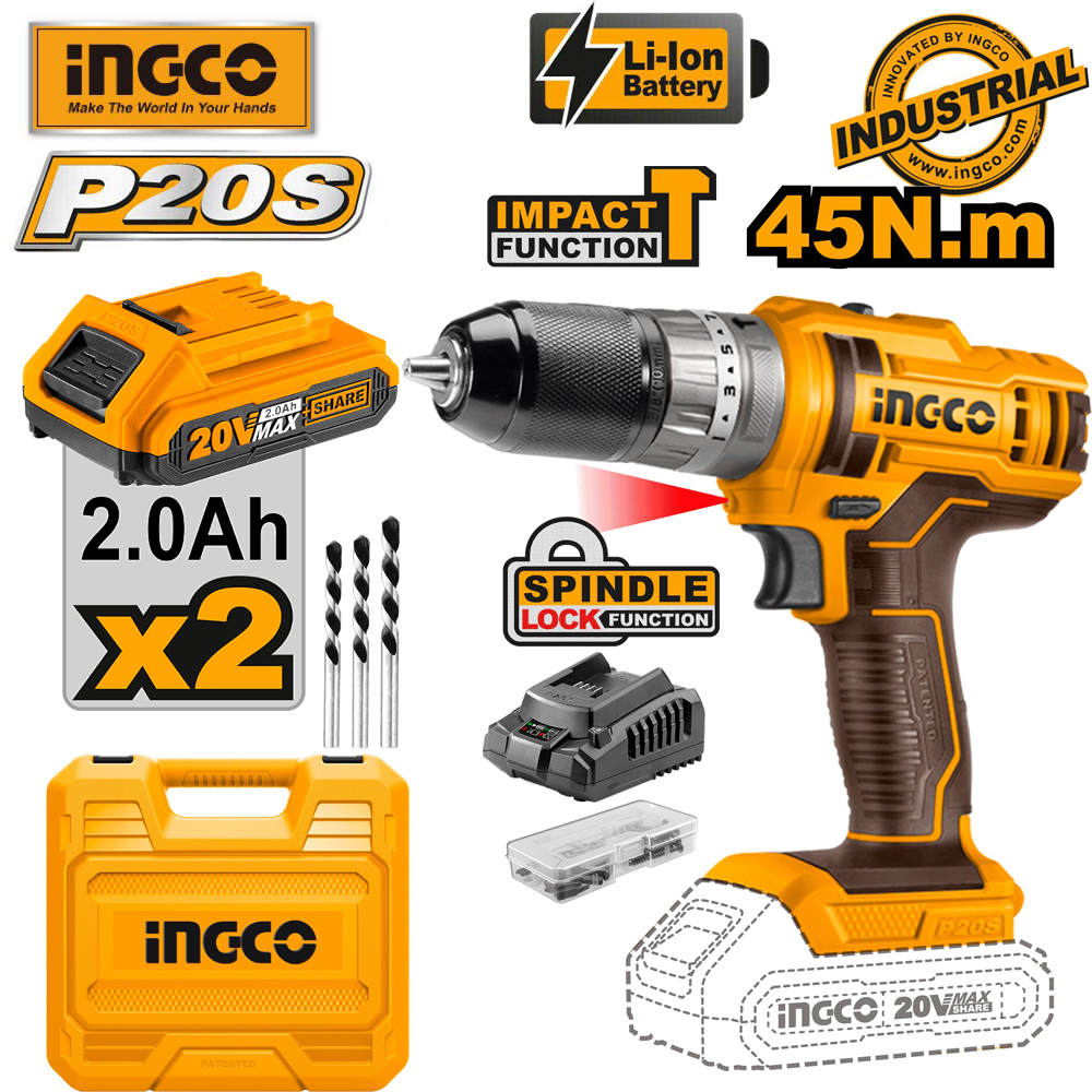 Máy khoan búa dùng pin ingco 20v ps20 cidli201452