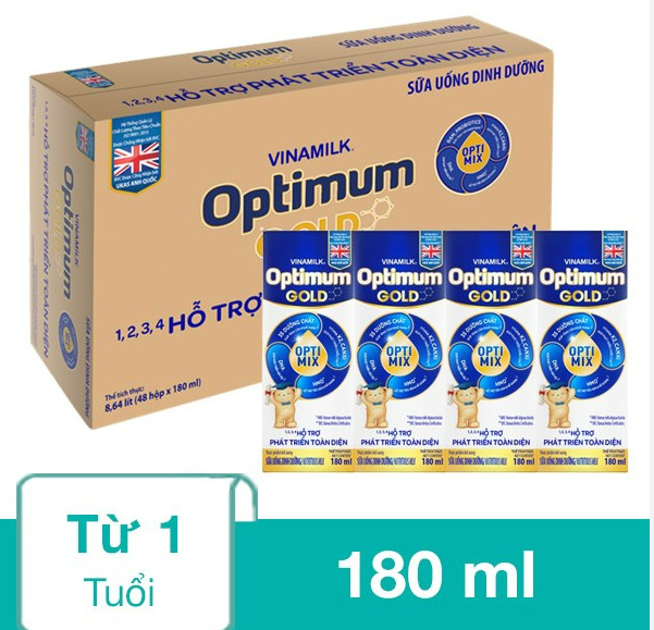 Thùng 48 Hộp Sữa Bột Pha Sẵn Optimum Gold 180ml.