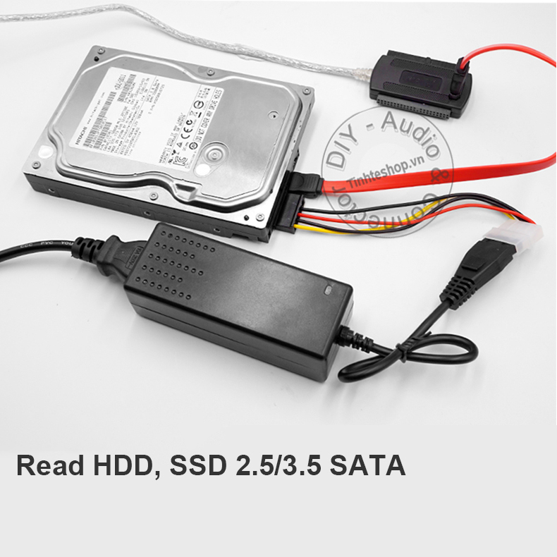 USB 2.0 sang SATA IDE ATA 2.5 3.5 đọc dữ liệu Ổ cứng SSD CD DVD-ROM kèm nguồn 12V