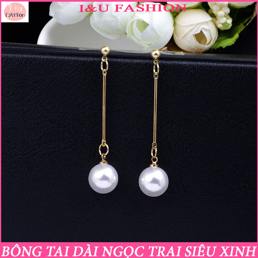 Khuyên tai Bông tai dáng dài ngọc trai phong cách thời trang đơn giản cá tính sang trọng dễ mix đồ cho nữ KT-20