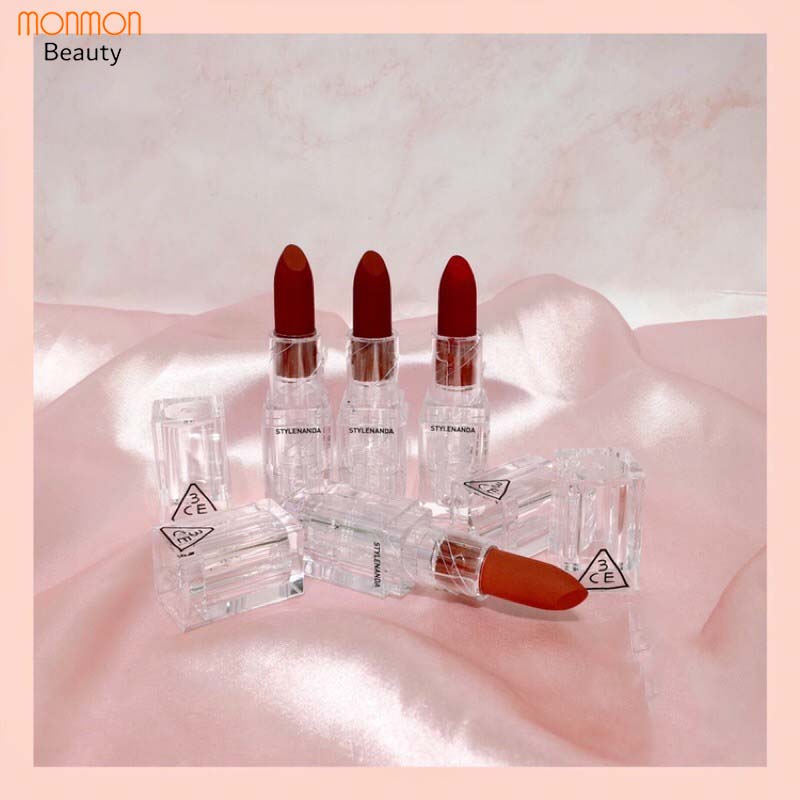 Son 3CE Soft Matte Lipstick, Son Thỏi 3CE Siêu Lì Vỏ Trong Suốt