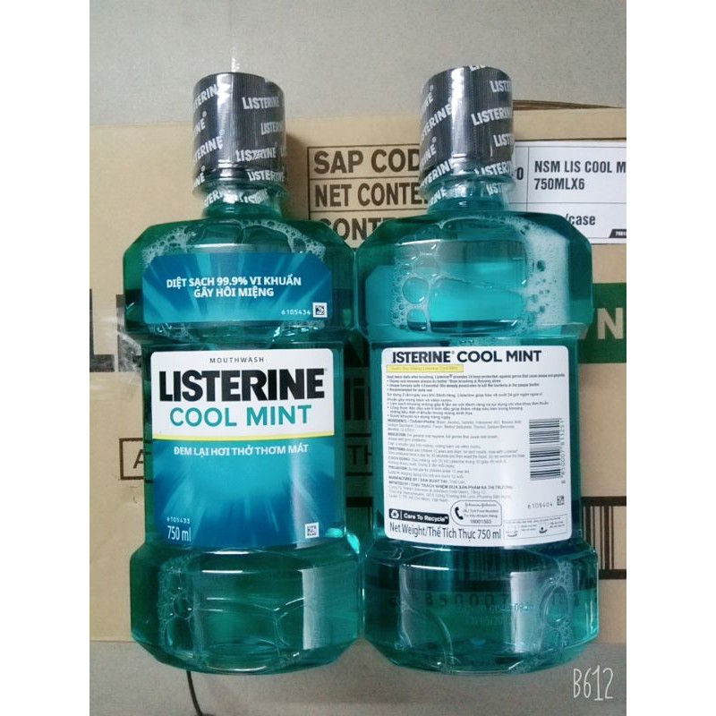 [Combo 2 chai]Nước Súc Miệng Listerine Coolmint Cay 750ml