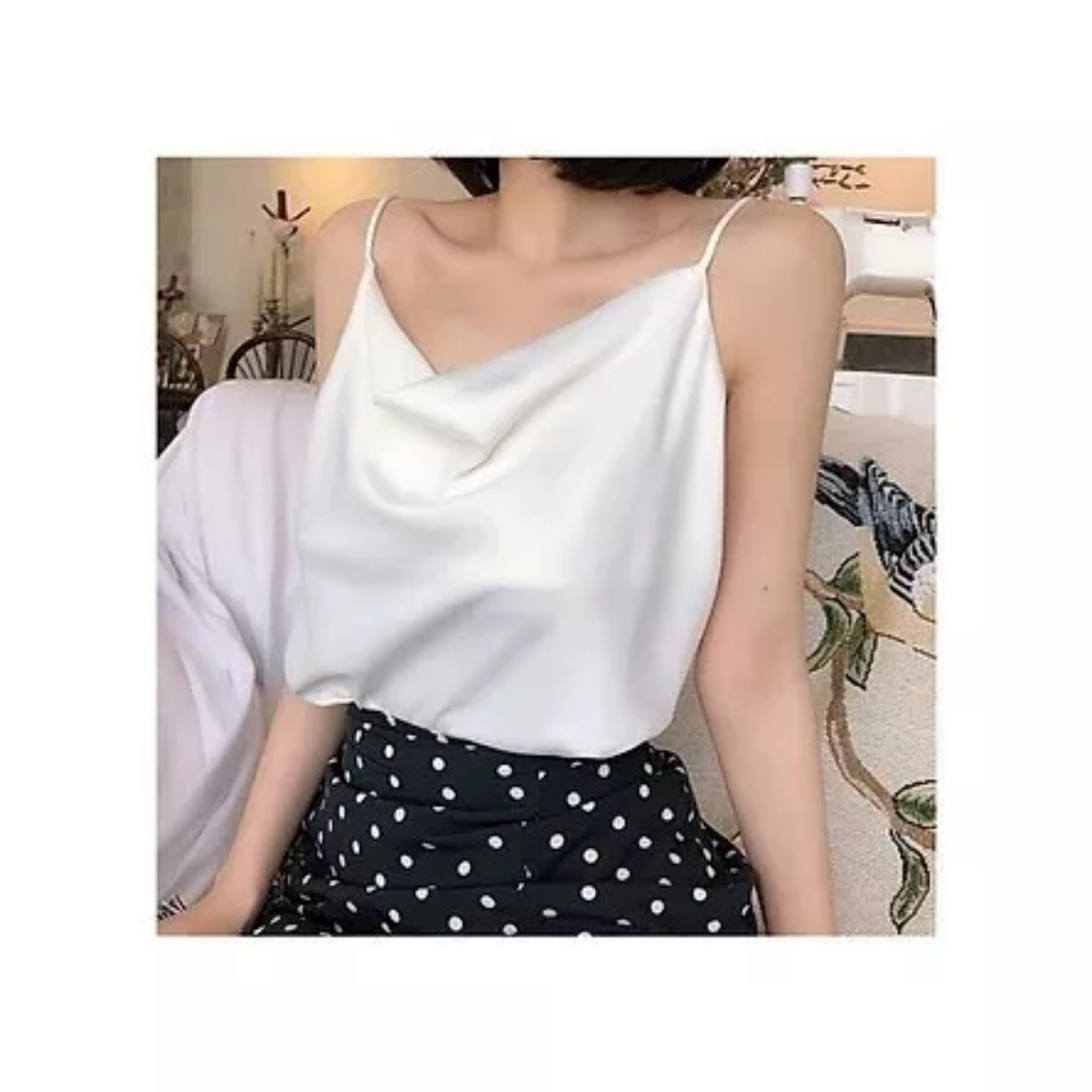 Áo 2 dây lụa cổ đổ sang chảnh mặc trong áo vest, áo blazer