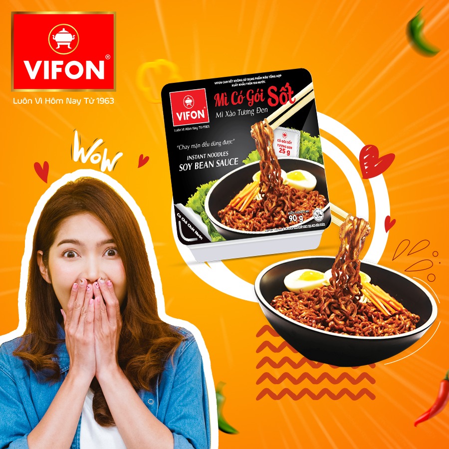 ( Thùng 18 khay) Mì Xào Khay Tương Đen VIFON 90gr