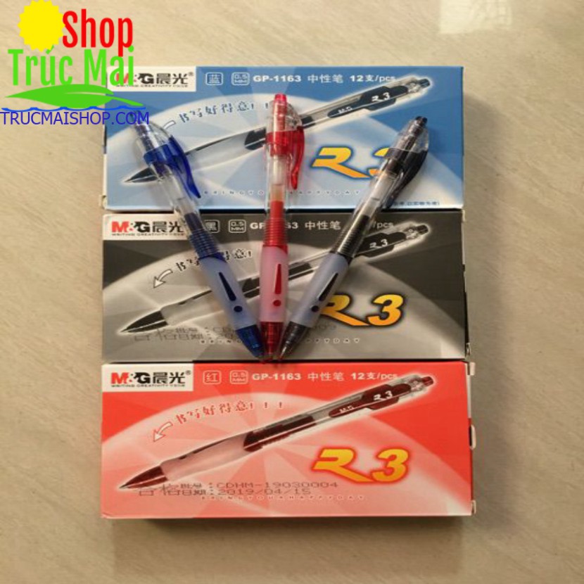 Bút bi gel bấm M&G 1163( hộp 12 chiếc)