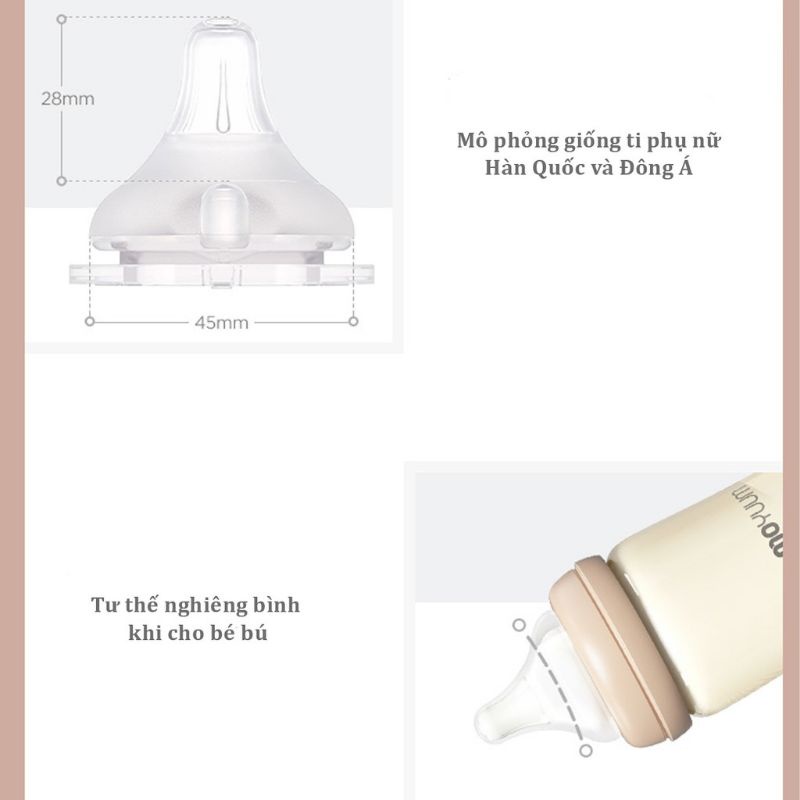 [ Rẻ vô địch] Núm ti Moyuum Hàn Quốc (đủ size 1-4), núm ti silicon siêu mềm