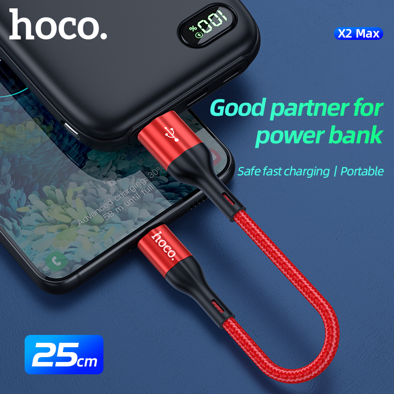 Cáp sạc ngắn Hoco X2 Max cổng Lightning / Type-C / Micro-USB QC3.0, max 3A, dài 25cm - NHẤT TÍN Computer
