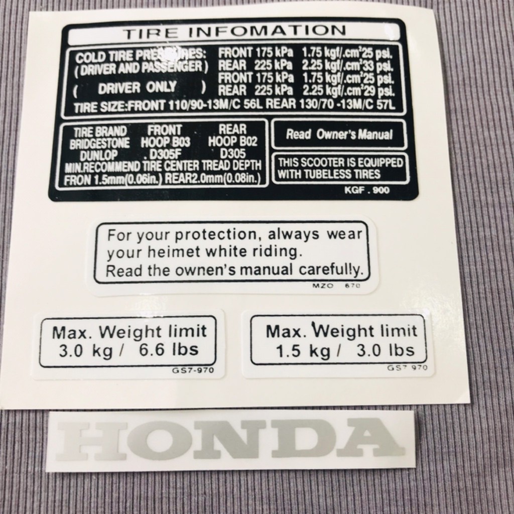 Tem thông số cho xe Sh