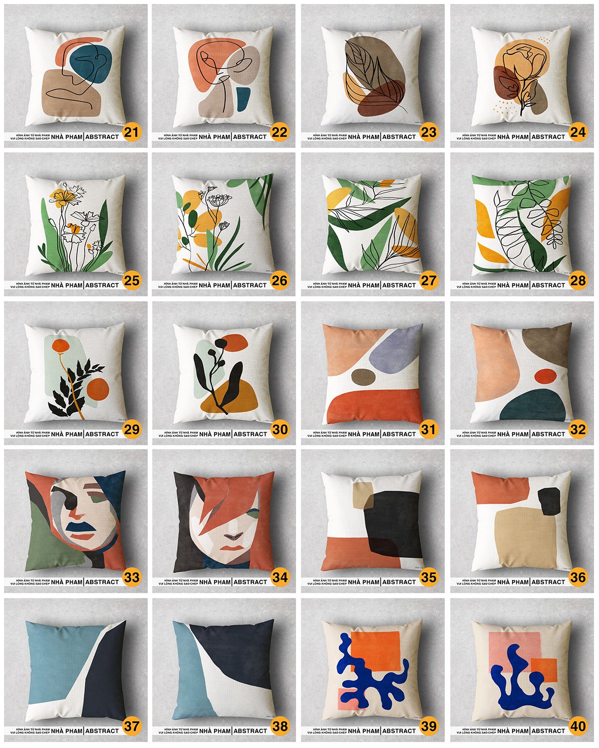 VỎ GỐI SOFA TRANG TRÍ ABSTRACT (No21-No40) (45x45cm)